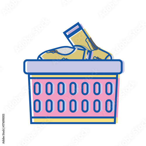 basket design with dirty clothes inside vector illustration