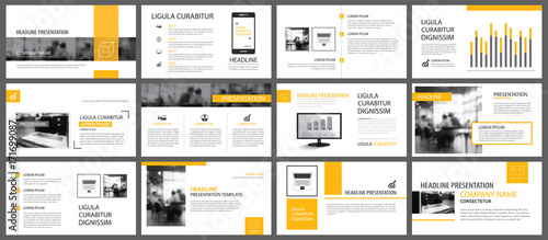 Yellow and white element for slide infographic on background. Presentation template. Use for business annual report, flyer, corporate marketing, leaflet, advertising, brochure, modern style.