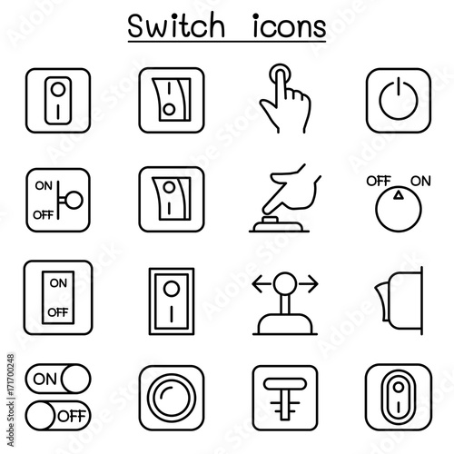 Switch icon set in thin line style