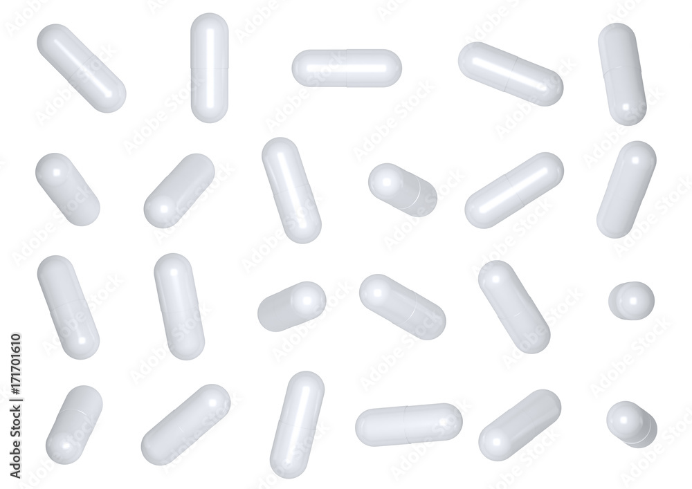white pill capsule isolated on white background. white pill capsule isolated on white background.
