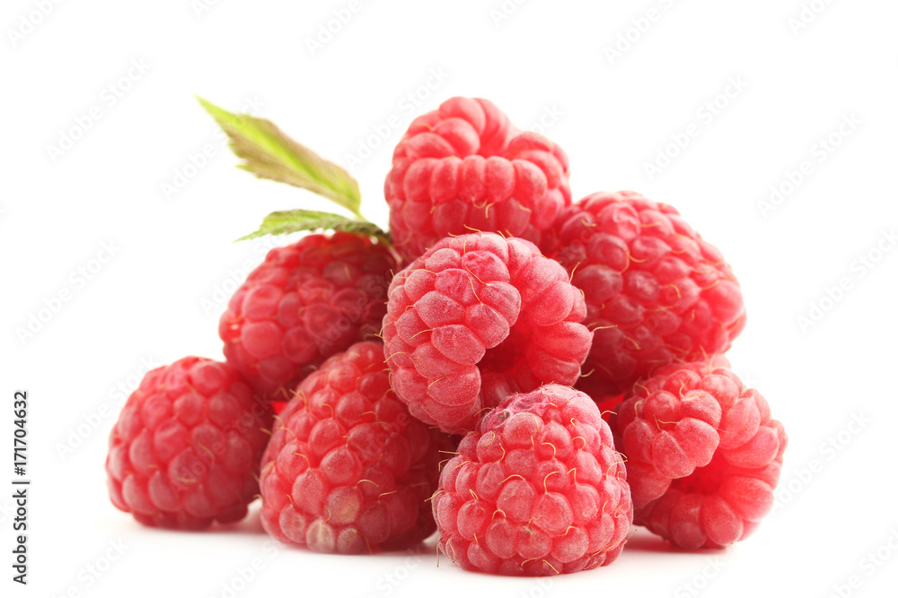 Ripe raspberries isolated on white background Ripe raspberries isolated on white background