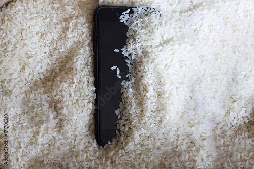 Mobile Phone in Rice photo