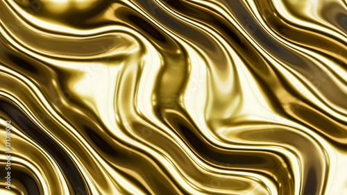 Gold smooth waves 3d rendering