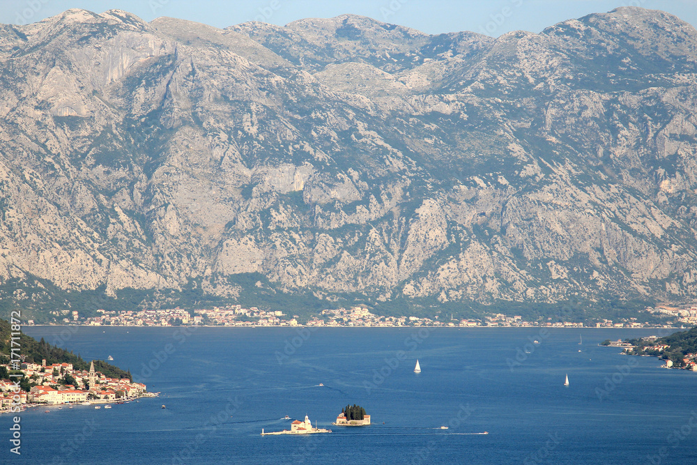 View of the Boka-Kotorska bay in Montenegro