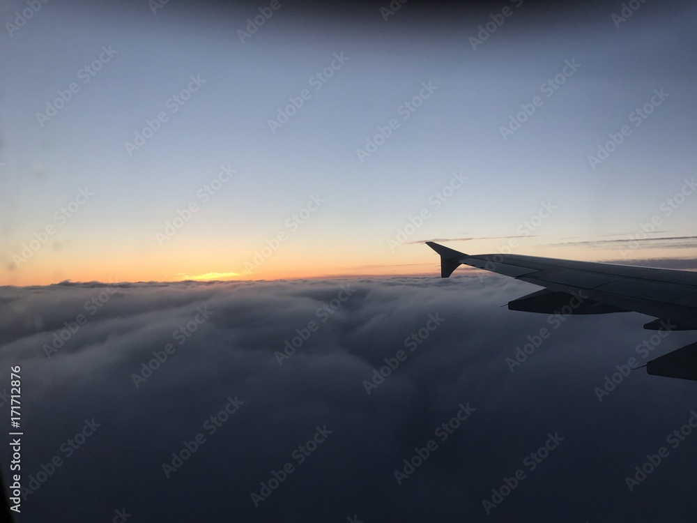 Fototapeta premium Sunset view from aiplane over Helsinki