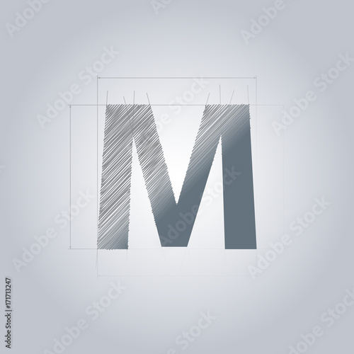 Letter M logo. Alphabet logotype architectural design