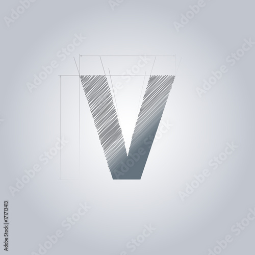 Letter V logo. Alphabet logotype architectural design