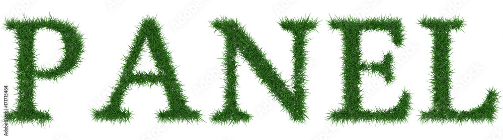 Panel - 3D rendering fresh Grass letters isolated on whhite background. Panel - 3D rendering fresh Grass letters isolated on whhite background.