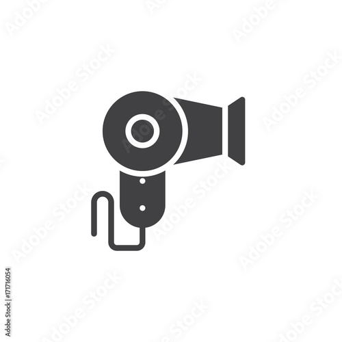 Hair dryer icon vector, filled flat sign, solid pictogram isolated on white. Symbol, logo illustration.