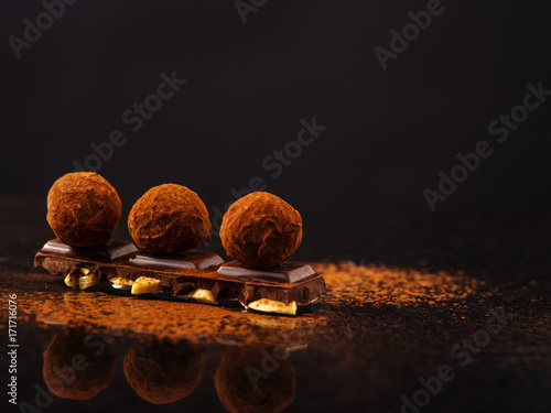 Truffle on a chocolate bar