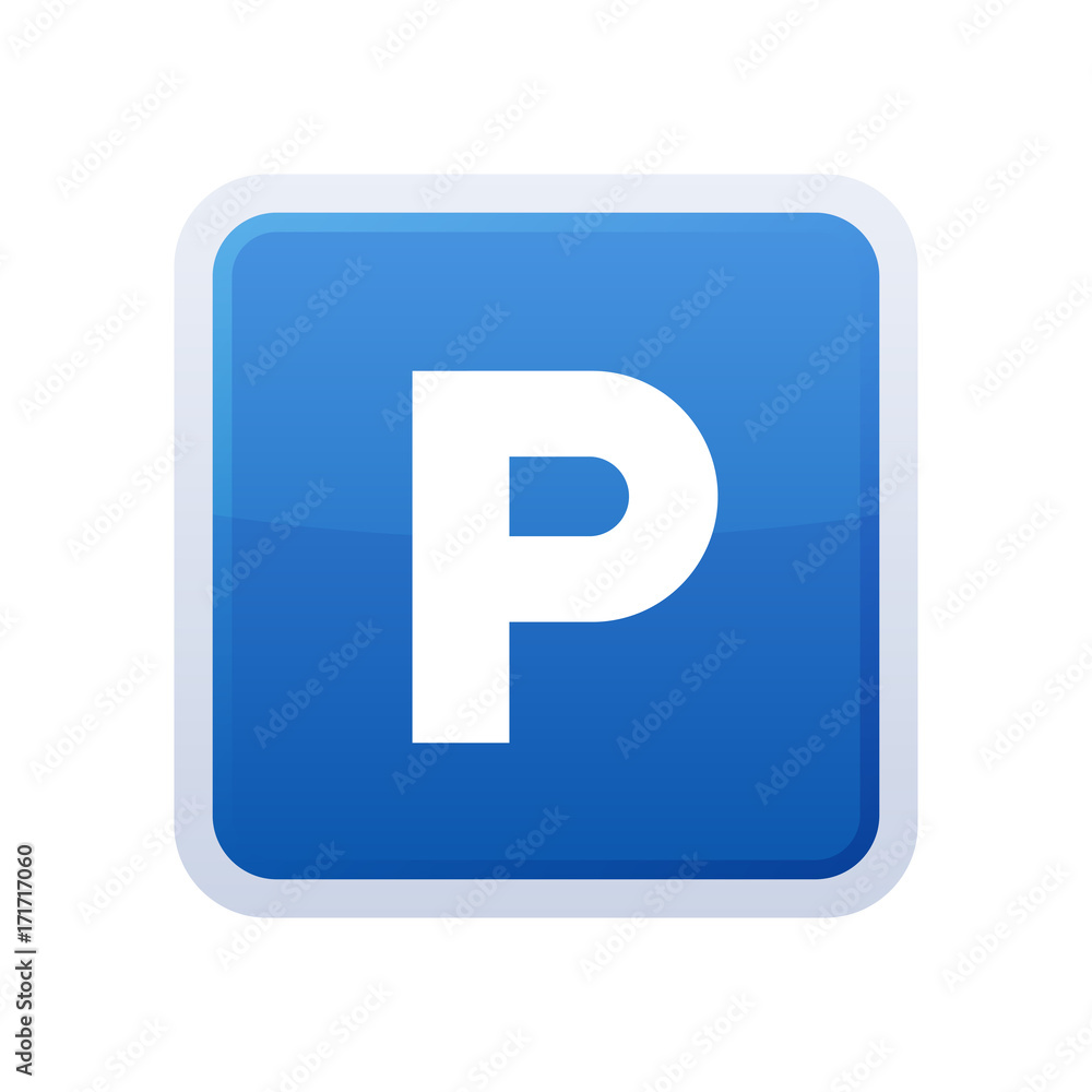 Parking Blue Glossy Sign on White Background. Vector Parking Blue Glossy Sign on White Background. Vector