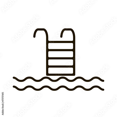 Vector image of stairs to the pool. Swimming Pool sign.