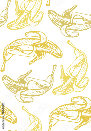 Hand drawn doodle pattern with banana