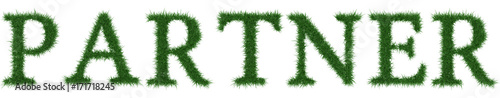 Partner - 3D rendering fresh Grass letters isolated on whhite background.