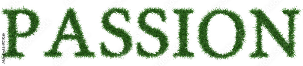 Passion - 3D rendering fresh Grass letters isolated on whhite background. Passion - 3D rendering fresh Grass letters isolated on whhite background.