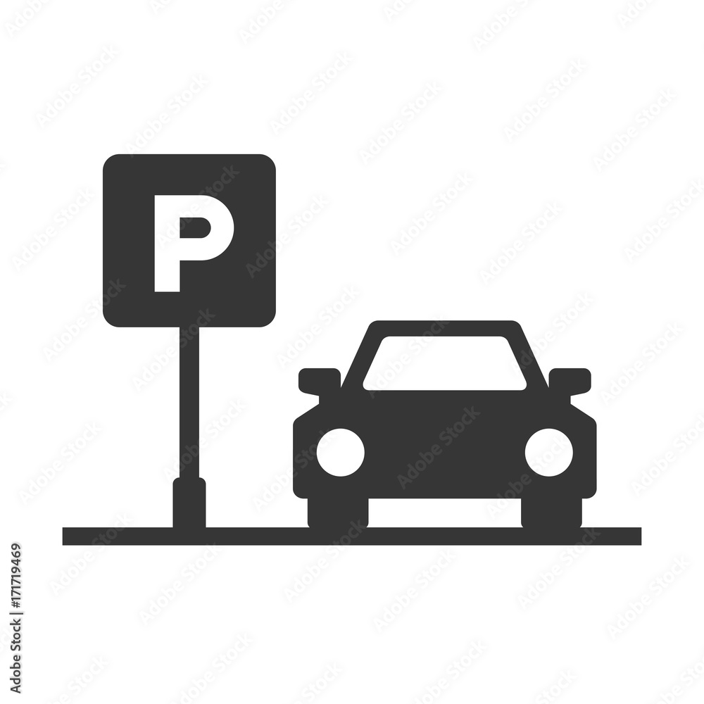 Parking Area Sign with Car on White Background. Vector Parking Area Sign with Car on White Background. Vector