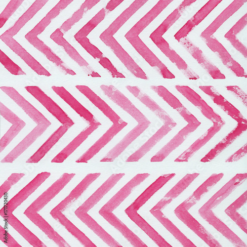 Abstract geometric watercolor background with chevron stripes