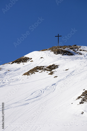 Gipfelkreuz am Hahnenköpfle 2085m, Kleinwalsertal, Alpen, Österreich, Europa