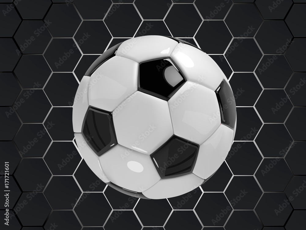 black and white football soccer vector background with ball in 3d style ...