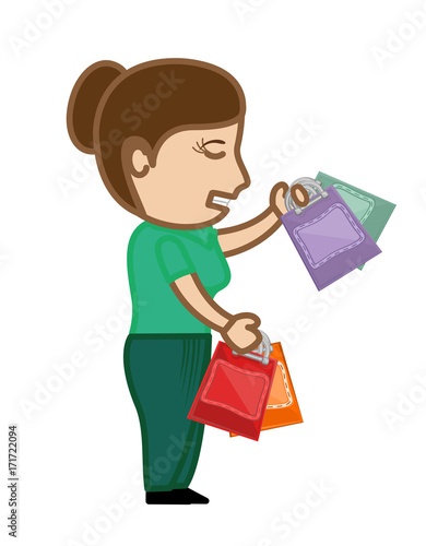 Shopping Woman Cartoon Character