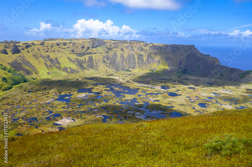 Rano Kau volcano crater in Easter Island © daboost