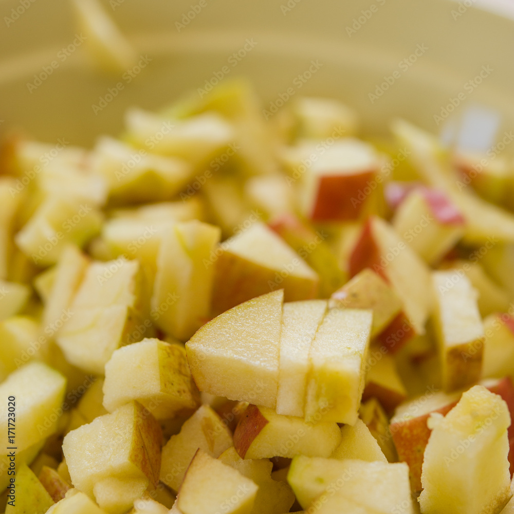 pieces of finely chopped apple pieces of finely chopped apple