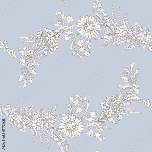 Vintage flowers seamless pattern. Stock illustration.