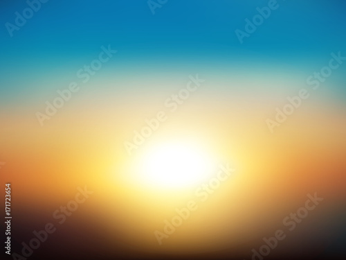 Blur landscape & shining sun background. Abstract design. Vector illustration