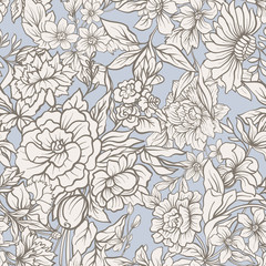 Stickers Vintage bloemen patronen Vintage bloemenpatroon klassieke stijl  © Elen  Lane