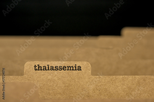 Word thalassemia on index card photo