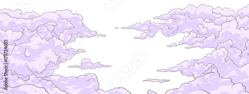 Illustration of clouds from high angle with perspective