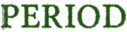Period - 3D rendering fresh Grass letters isolated on whhite background.