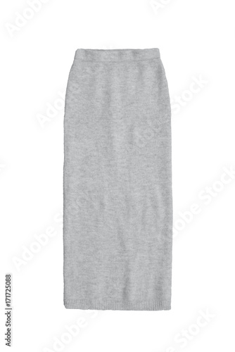 grey knit skirt isolated on white background