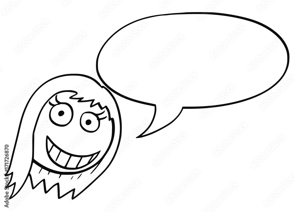 Cartoon Illustration of Female Woman Head with Empty Speech Bubble Cartoon Illustration of Female Woman Head with Empty Speech Bubble