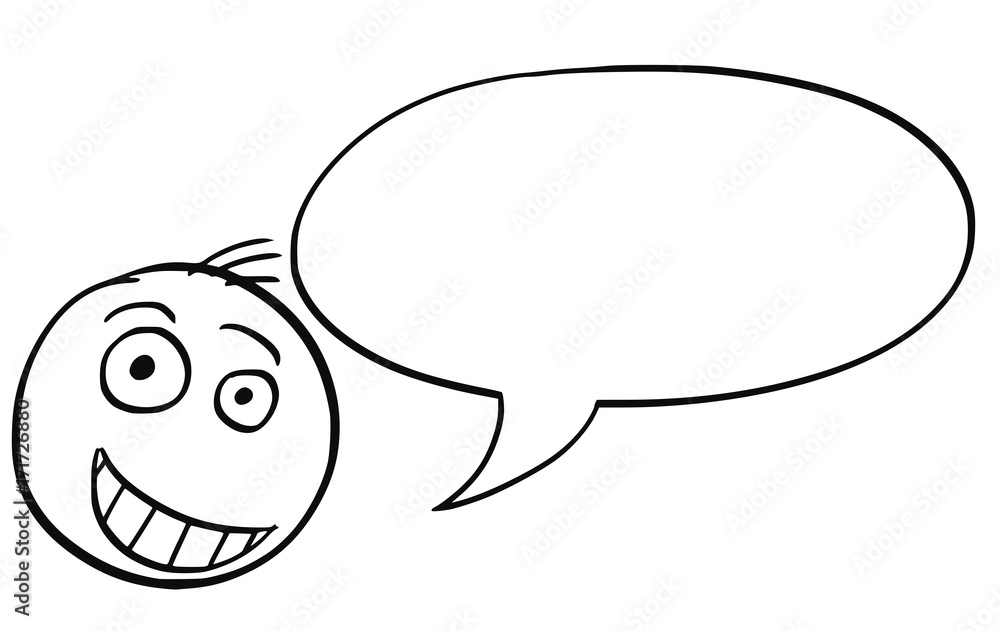 Cartoon Illustration of Male Man Head with Empty Speech Bubble Cartoon Illustration of Male Man Head with Empty Speech Bubble