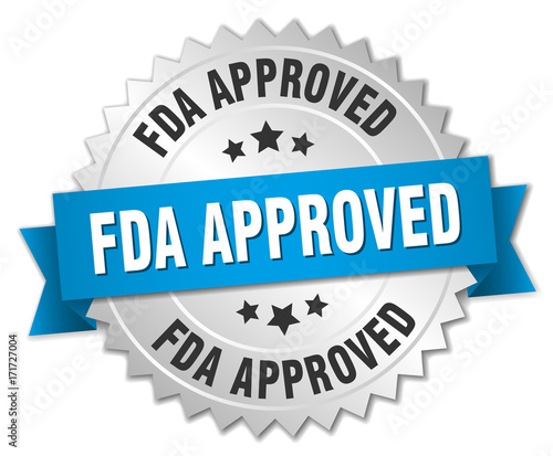 fda approved round isolated silver badge