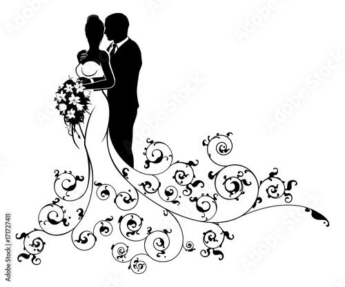 Bride and Groom Wedding Concept Silhouette