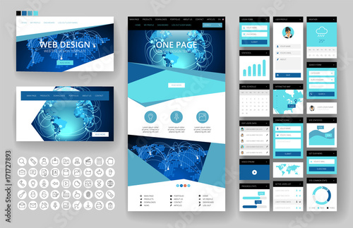 Website design template and interface elements