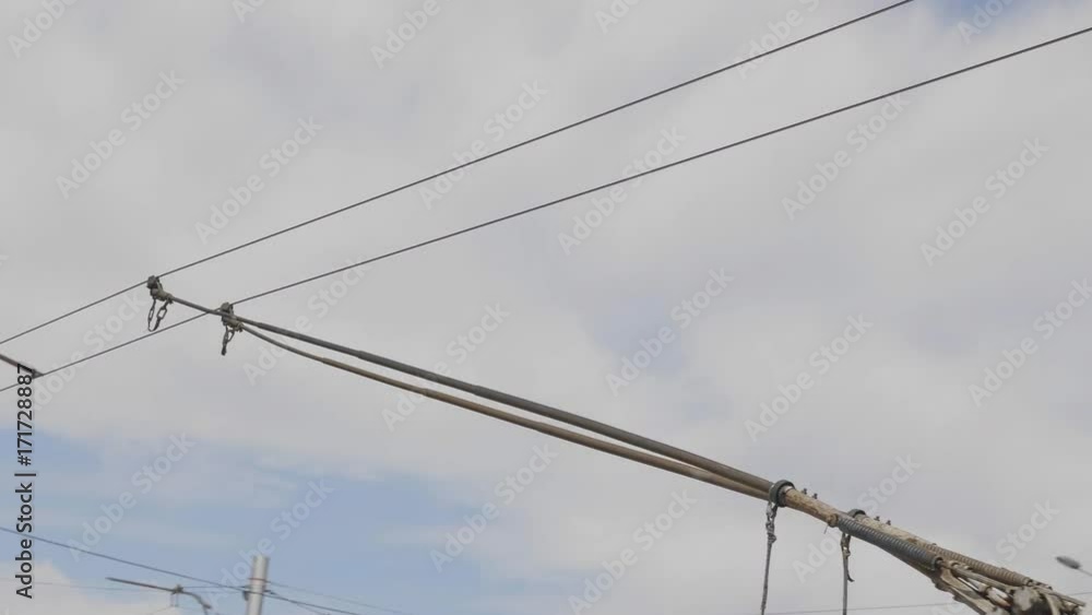 Electric transport, trolley ride through the intersection. Electric transport, trolley ride through the intersection.