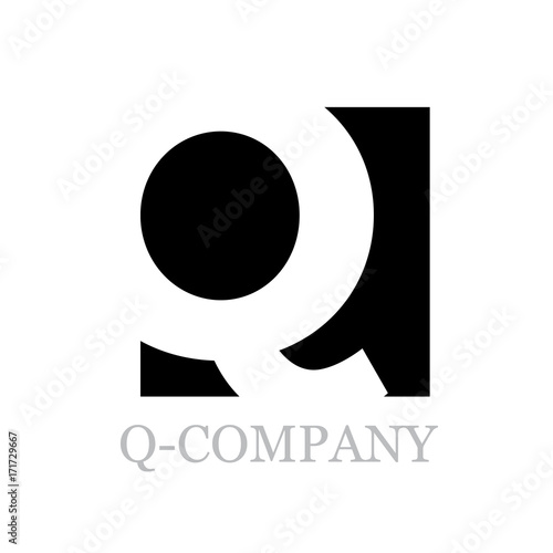 Vector geometric initial letter Q on black square background