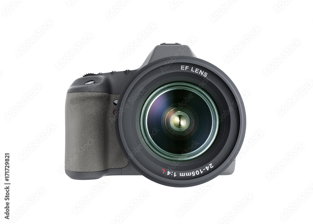 photo camera 3d render on white background photo camera 3d render on white background