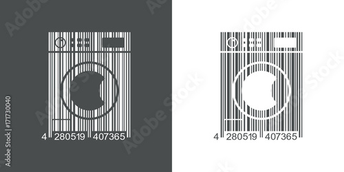 Icono plano codigo de barras lavadora gris y blanco