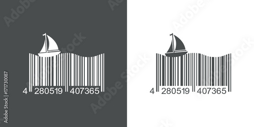Icono plano codigo de barras velero gris y blanco