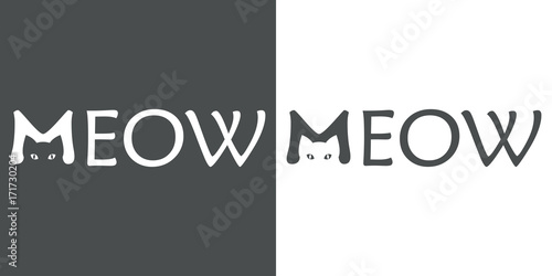 Photographie Logotipo MEOW con cabeza gato en M en gris y blanco