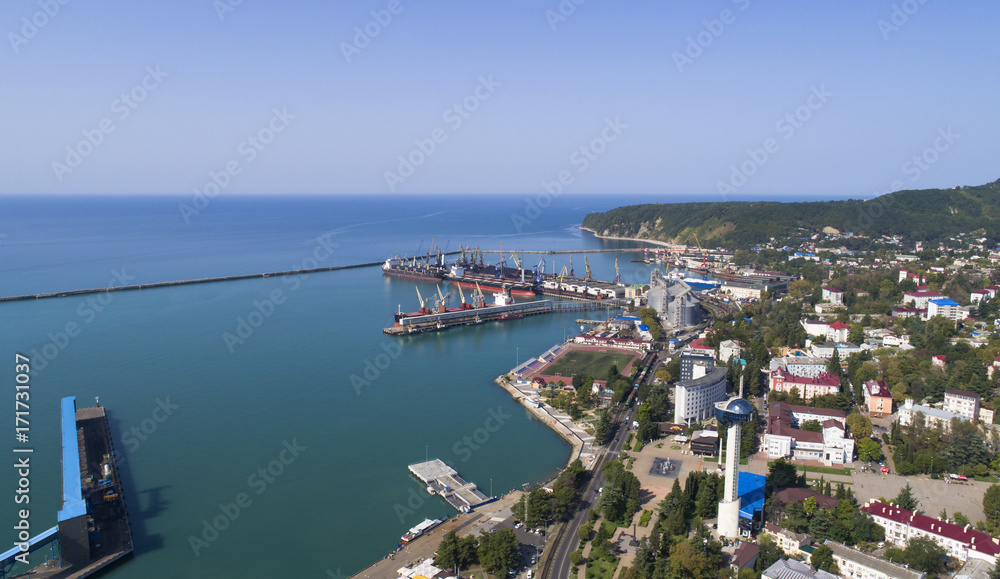 The seaport in Tuapse near the Tuapse Oil Refinery. Russia.