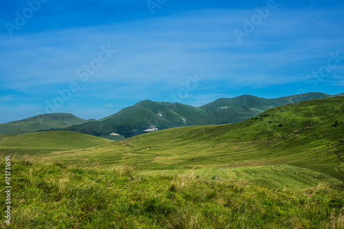 View of beautiful French Alps Mountains. Auvergne-Rhone-Alpes. France.