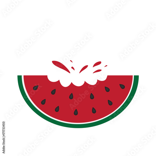 bitten watermelon fruit icon- vector illustration