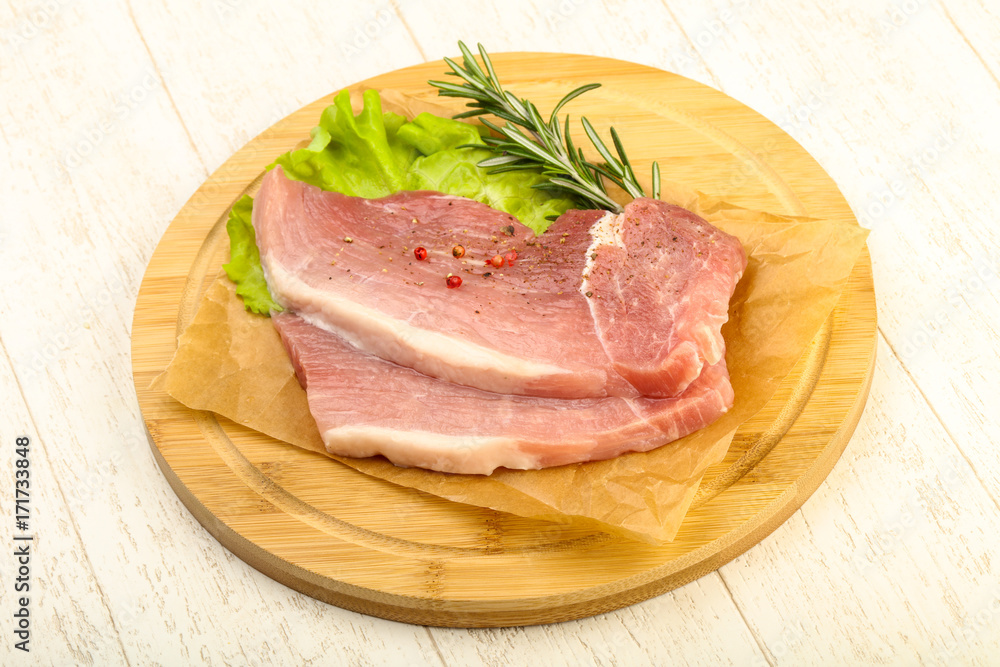 Raw pork steak