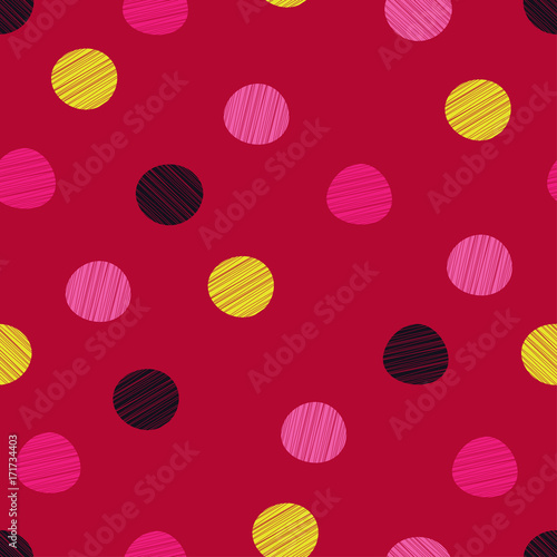 Polka dot seamless pattern. Scribble texture. Textile rapport.