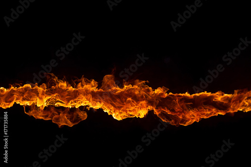 Blazing flames on black background